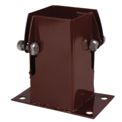 Powapost Fence Post Flush Fit Bolt Down Shoe - Twin Bolt - 100 x 100mm - Brown Powder Coated