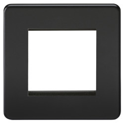 Knightsbridge 1 Gang 2 Module Euro Screwless Faceplate - Matt Black