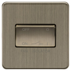 Knightsbridge 10A 1 Gang Screwless Flat Plate Triple Pole Fan Isolator Switch - Antique Brass