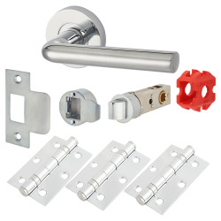 Jigtech Polished Chrome Latch Door Handles on Rose Pack - Passage - Riva Range