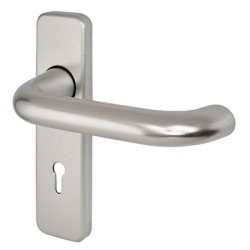Touchpoint Satin Aluminium 20mm Return to Door Keyhole Lock Door Handles - 155 x 40mm