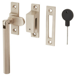 Hampstead Aspen Lines Locking Mortice & Hook Plate Window Fastener - Reversible - Satin Nickel