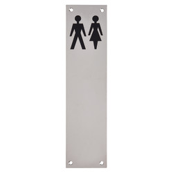 Altro Finger Plate - Unisex Toilet Door Sign - 300 x 75mm - Polished Stainless Steel