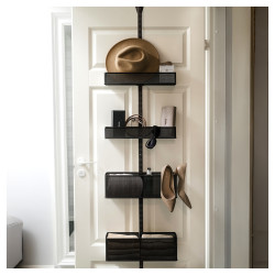 elfa Wardrobe & Over Door Storage Kit - 1 Twin Slot Wall Upright & 7 Mesh Baskets - Graphite