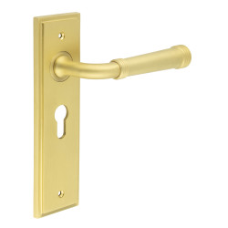 Burlington by Frelan Satin Brass Fire Rated Euro Lock Door Handles - Highgate - 200 x 55mm