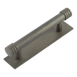 Hoxton by Frelan Sturt 15mm Reeded T-Bar Cabinet Pull Handle on Plain Backplate - 96mm c/c - Dark Bronze