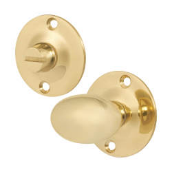 Oval Knob Bathroom Turn & Release - 36mm Diameter - Polished Brass
