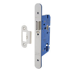 Altro DIN Euro Mortice Nightlatch - 85mm Case - 60mm Backset - Radius - Polished Stainless