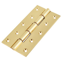 Double Phosphor Bronze Washered Butt Door Hinge - 150 x 75 x 4mm - Polished Brass - Pair
