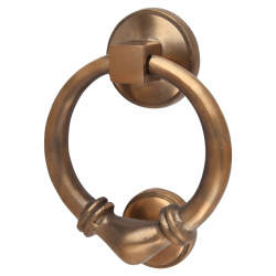 Louis Fraser Ring Round Back Plate Door Knocker - 120 x 95mm - Light Bronze