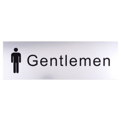 Altro Gentlemens Toilet Door Sign - 300 x 100mm - Brushed Silver Plastic