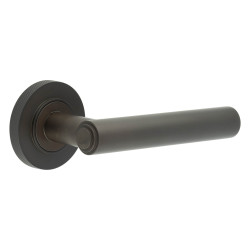 Burlington by Frelan Dark Bronze Fire Rated Door Handles on Round Knurled Rose - Richmond Range