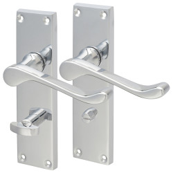 Touchpoint Polished Chrome Victorian Scroll Bathroom Door Handles - 155 x 42mm
