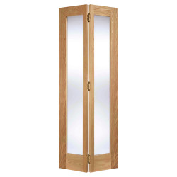 LPD Pattern 10 2 Light Clear Glazed Unfinished Solid Bi-Fold Internal Door - 1981 x 762mm - Oak