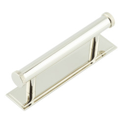 Hoxton Frelan Wenlock 15mm Knurled T-Bar Cabinet Pull Handle on Stepped Backplate - 96mm c/c - Polished Nickel