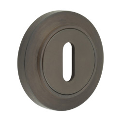 Burlington BUR60 by Frelan Escutcheon on Chamfered Rose - 53mm Diameter - Keyhole - Dark Bronze