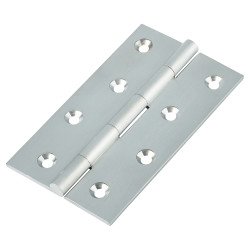 Solid Drawn Butt Door Hinge - 100 x 60 x 2.4mm - Satin Chrome - Pair