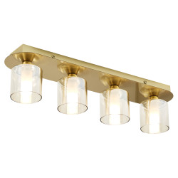 Forum Spa Patras 4 Light Semi Flush LED Bathroom Ceiling Light - IP44 - Satin Brass & Glass Shades