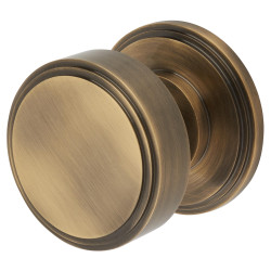 Hampstead Antique Brass Mortice Door Knob - 62mm Rose Diameter - Riley Range