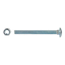 Carriage / Coach Bolt with Nut - M8 x 75mm - Zinc Plated - Pack of 10