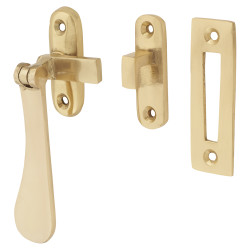Touchpoint Budget Victorian Mortice & Hook Plate Window Fastener - Reversible - Polished Brass