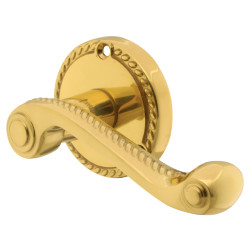 Carlisle Brass Polished Brass Georgian Rope Edge Scroll Door Handles on Round Rose - Classica Range