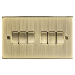 Knightsbridge 10AX 6 Gang 2 Way Square Edge Plate Light Switch - Antique Brass