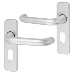 Touchpoint Satin Aluminium 20mm Return to Door Oval Lock Door Handles - 155 x 40mm
