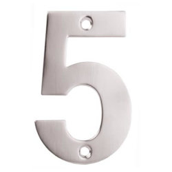 Altro 100mm Screw Fix Door Numeral - 5 - Polished Stainless Steel