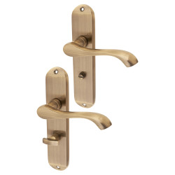 Touchpoint Antique Brass Scroll Bathroom Door Handles - Ancona Range - 180 x 39mm