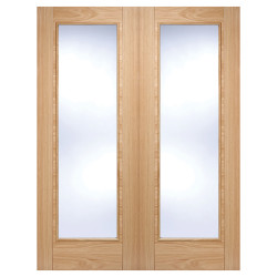LPD Vancouver Clear Glazed Pre-Finished Internal French Doors - 1981 x 1219 x 40mm - Oak