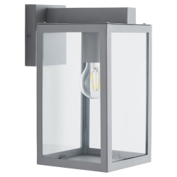 Forum Zink Hestia Glass Panel Outdoor Wall Lantern Light - IP44 - Silver