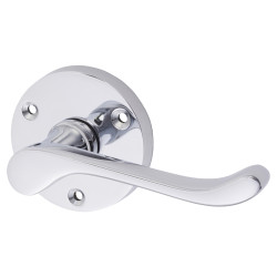 Altro Polished Chrome Scroll Door Handles on Round Rose