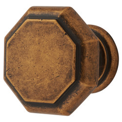 Altro Looe Octagonal Cabinet Knob - 37mm Diameter  - Antique Brass