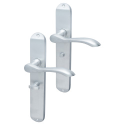 Hampstead Satin Chrome Bathroom Door Handles - Long Plate - Altea Range - 240 x 41mm