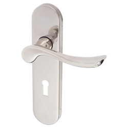 Urfic Polished Nickel Scroll Keyhole Lock Door Handles - Berkshire Range - 113 x 39mm