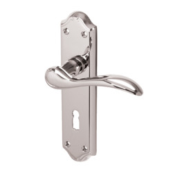 Carlisle Brass Polished Chrome Scroll Keyhole Lock Door Handles - Madrid Range - 180 x 45mm