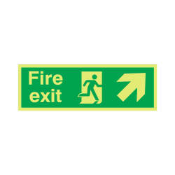 Altro Photoluminescent Fire Exit Up Right Arrow Sign - 150 x 450mm - Rigid Plastic