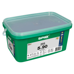 SPAX Yellox Pozi Countersunk Wood Screws Tub - 5.0 x 90mm - Yellow Zinc - Pack of 255