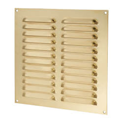 Hampstead Hooded Louvre Vent - 229 x 229mm - 9975mm² Free Air Flow - Polished Brass