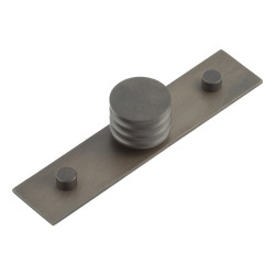 Hoxton by Frelan Sturt Grooved Round Cabinet Knob on Plain Backplate - 30mm Diameter - Dark Bronze
