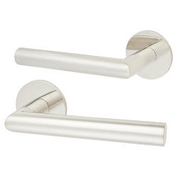 Jigtech Polished Stainless Steel Door Handles on Round Slim Rose - Schema Minim Range