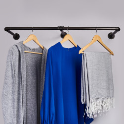 Altro 1/2" Long Pipe Wardrobe Rail Kit - Black