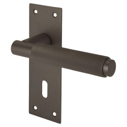 Serozzetta by Carlisle Brass Matt Bronze Knurled Keyhole Lock Door Handles - Varese Range - 130 x 55mm