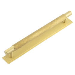 Hoxton by Frelan Taplow 18mm Knurled T-Bar Cabinet Pull Handle on Stepped Backplate - 224mm c/c - Satin Brass