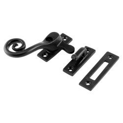 Olde Forge Curly Tail Locking Mortice & Hook Plate Casement Window Fastener - LH - Antique Black