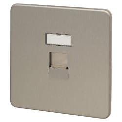 Knightsbridge 1 Gang Screwless Flat Plate RJ45 Data Socket - Brushed Chrome