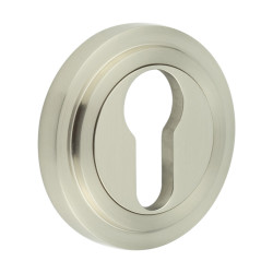 Burlington BUR61 by Frelan Escutcheon on Stepped Rose - 53mm Diameter - Euro - Satin Nickel