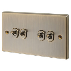 Knightsbridge 10AX 4 Gang 2 Way Toggle Light Switch - Antique Brass