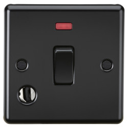 Knightsbridge 20A 1 Gang DP Round Edge Appliance Switch with Neon & Flex Outlet - Matt Black